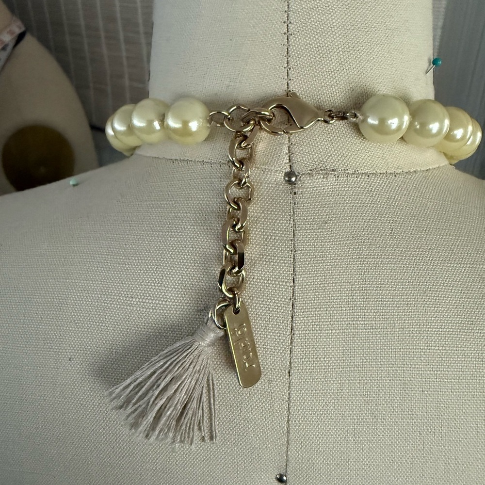 BHLDN Cream Pearl and Silver Crystal Necklace - Picture 5 of 6
